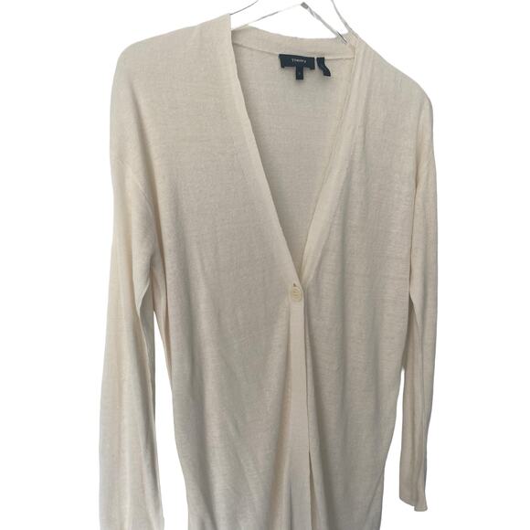 THEORY LINEN BLEND CREAM LIGHTWEIGHT CARDIGAN SIZE SMALL - Picture 2 of 8